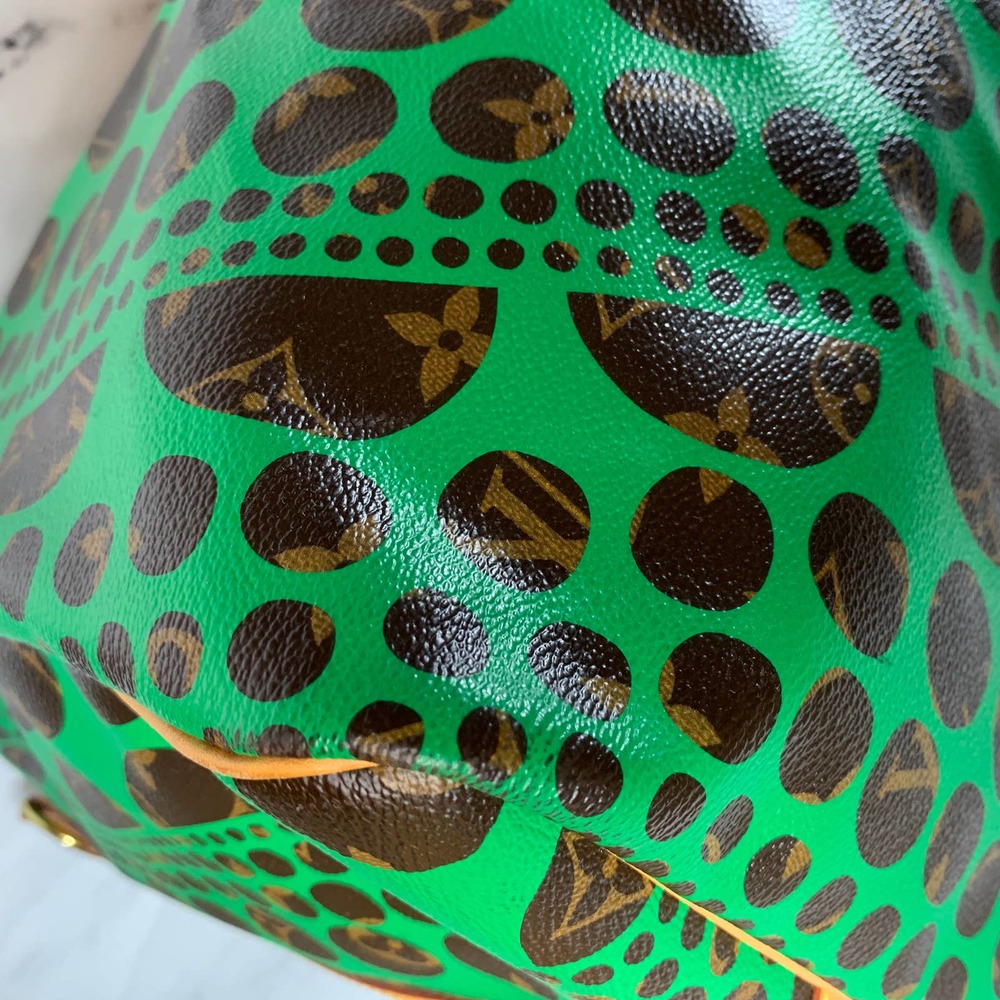 ❌❌ Louis Vuitton Kusama Keepall 55 Green bandouliere travel vintage bag LV RARE - Picture 9 of 15